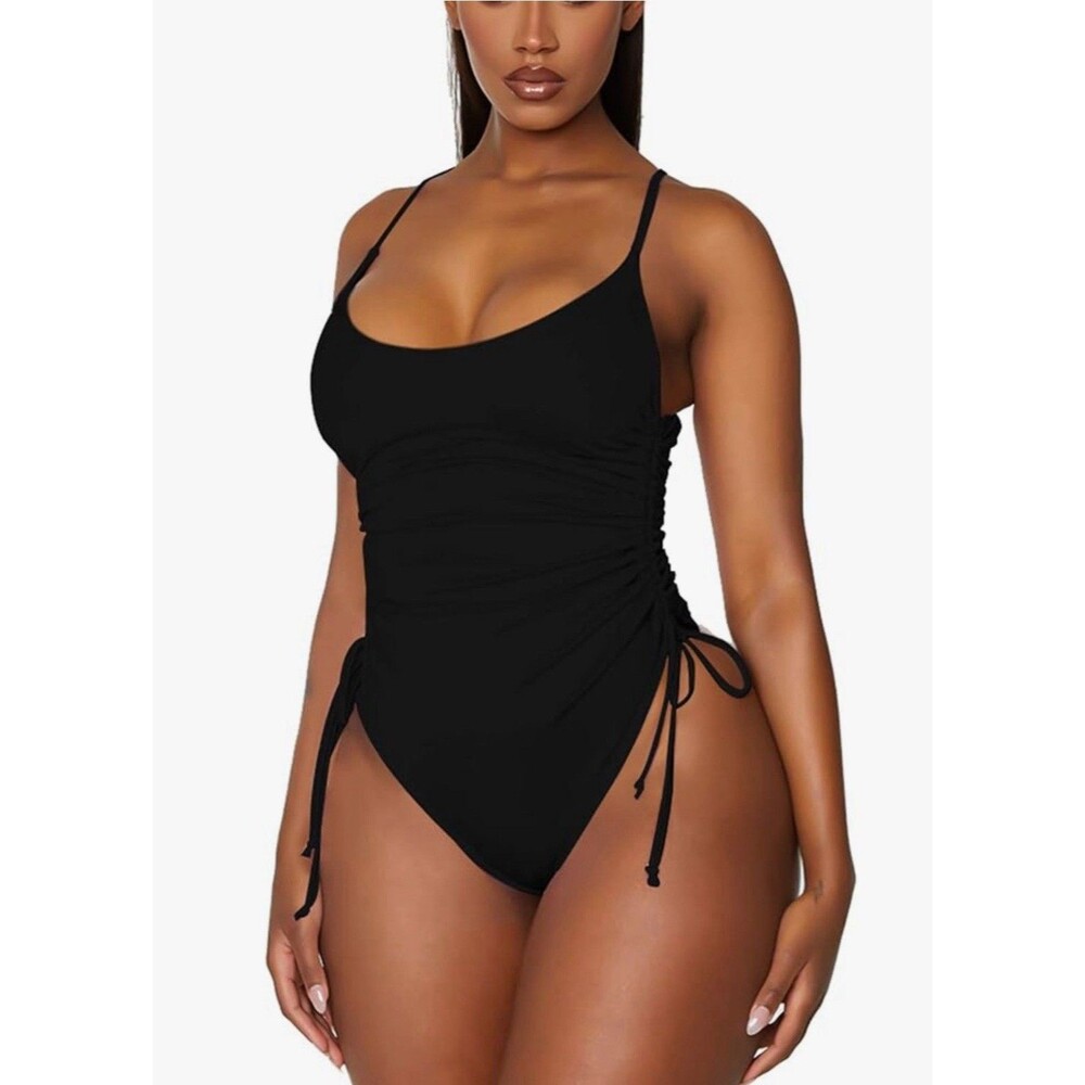 Viottiset Women's Ruched High Cut One Piece Swimsuit Tummy Control M
